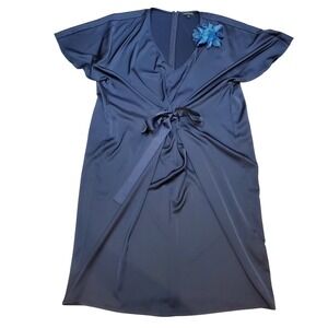 Universal Standard Becca Half‎ Tie Satin-Back Crepe Midi Dress Size M(18-20)